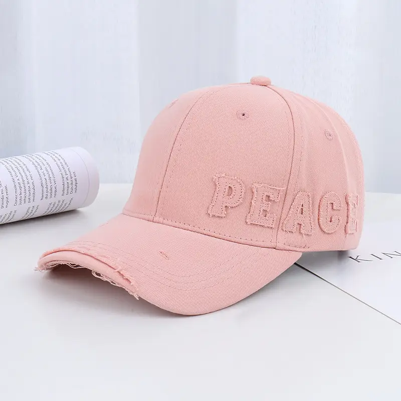 Pink Peach Embroidered Women's Baseball Cap - Image 8