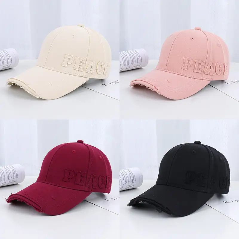 Pink Peach Embroidered Women's Baseball Cap - Image 9