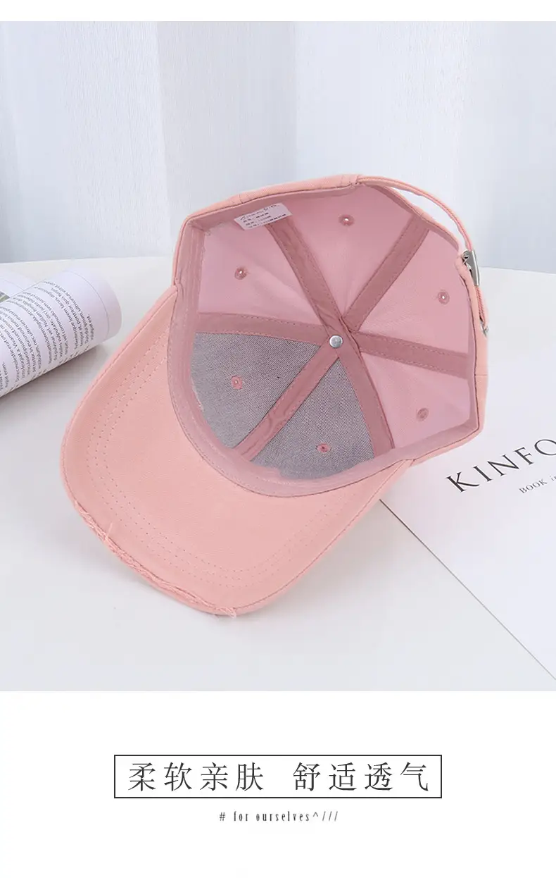 Pink Peach Embroidered Women's Baseball Cap — feature 36