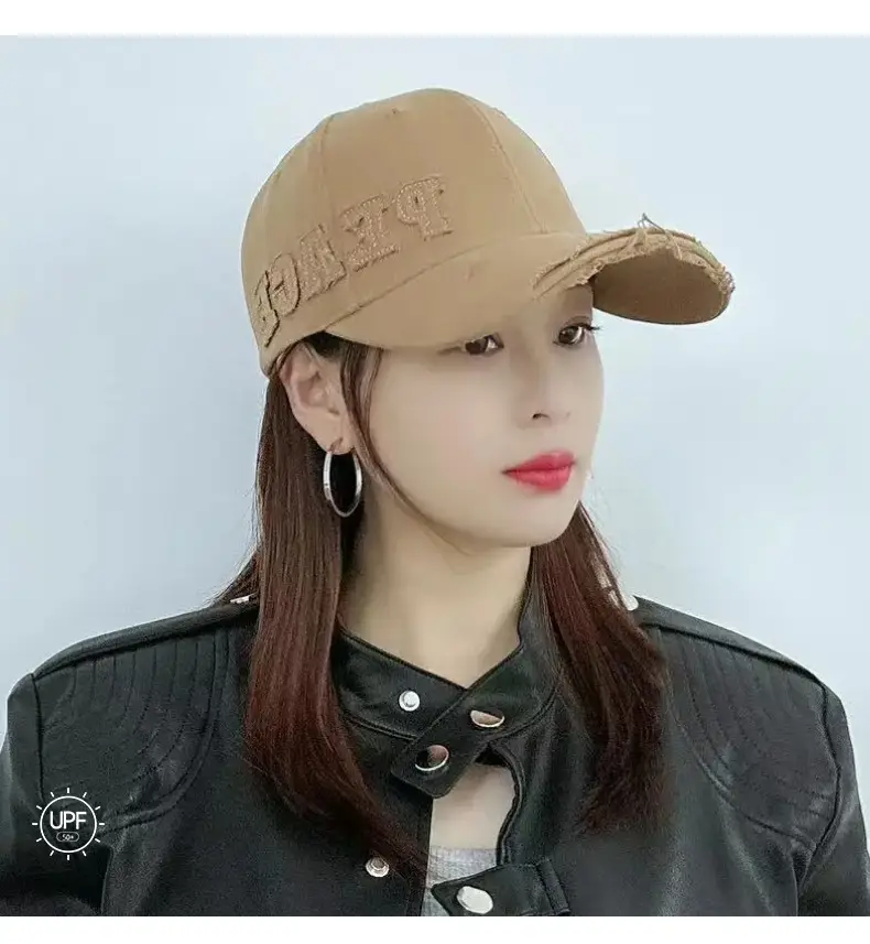 Pink Peach Embroidered Women's Baseball Cap — feature 41