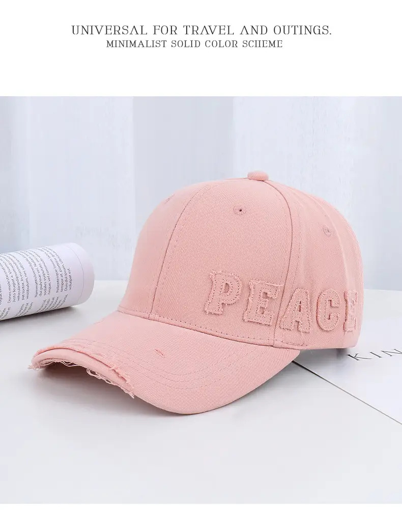 Pink Peach Embroidered Women's Baseball Cap — feature 43