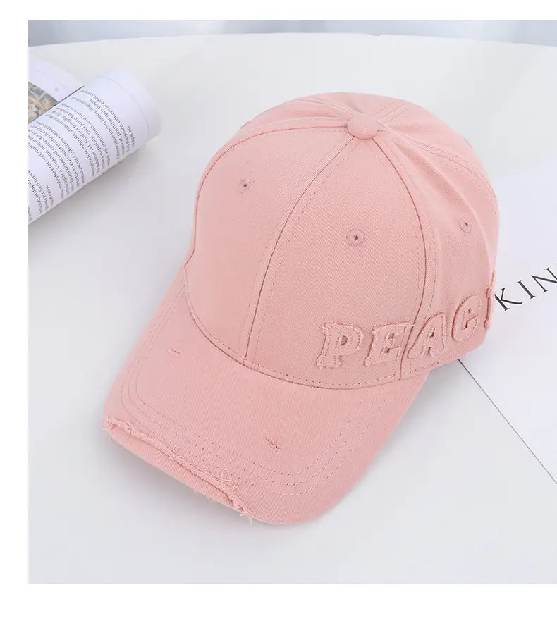 Pink Peach Embroidered Women's Baseball Cap — feature 44