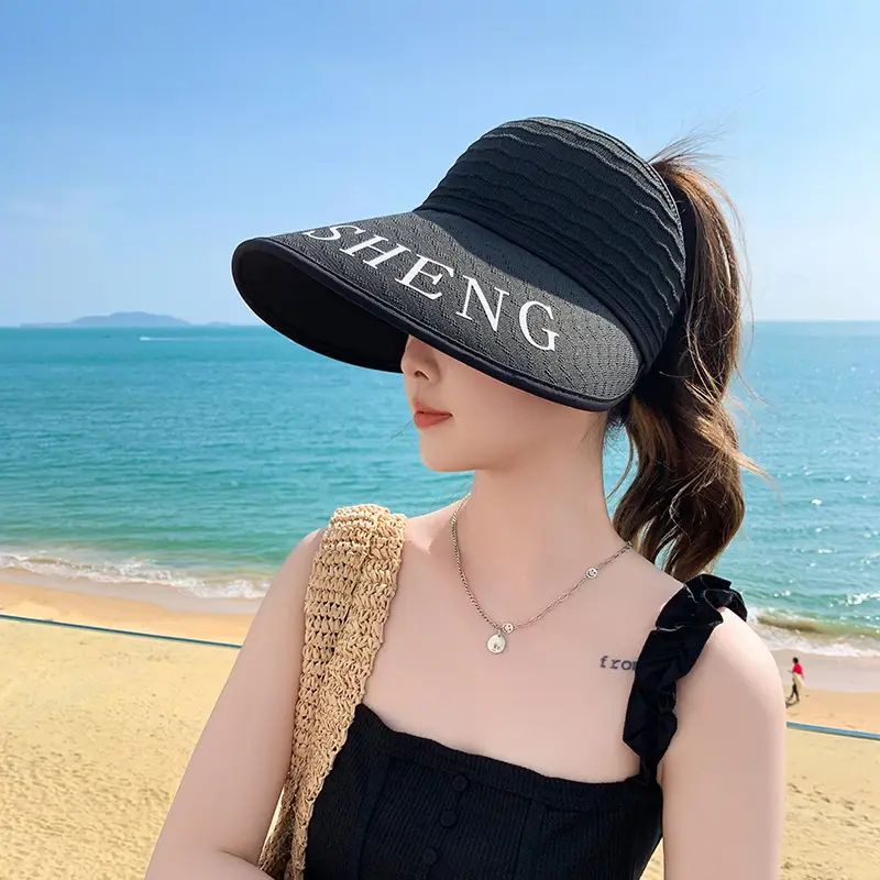 Women Korean Style UV-Proof Sun Hat with "FENG" Print - Image 6