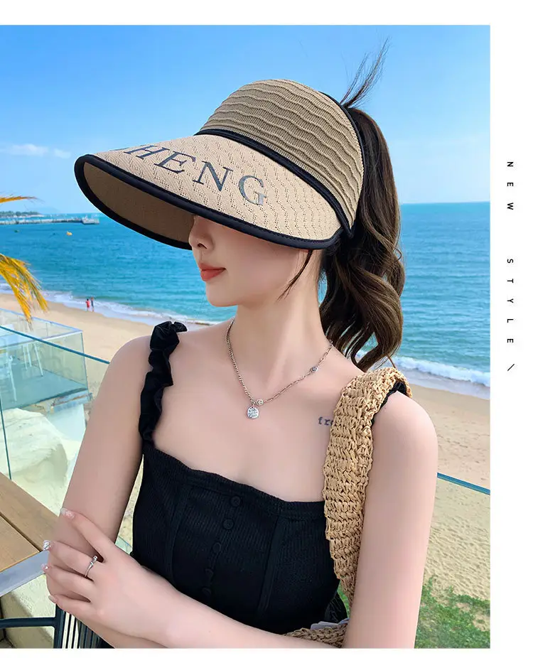 Women Korean Style UV-Proof Sun Hat with "FENG" Print — feature 12