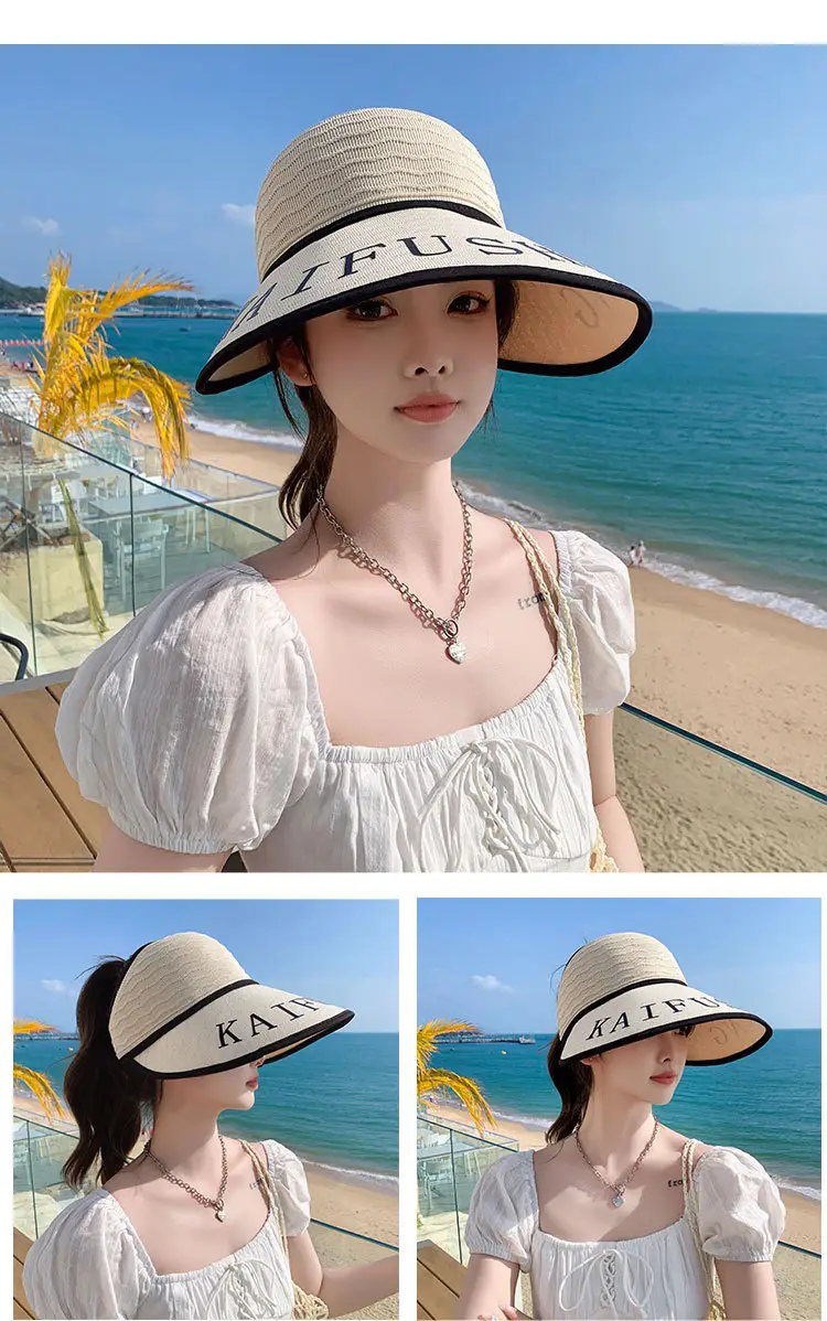 Women Korean Style UV-Proof Sun Hat with "FENG" Print — feature 15