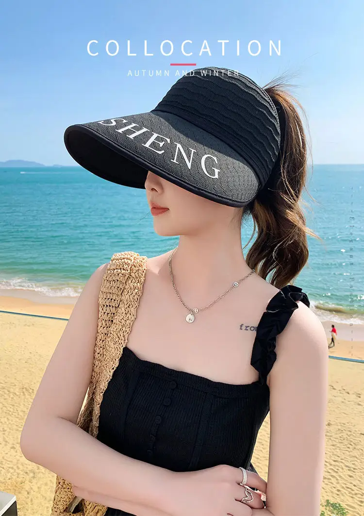 Women Korean Style UV-Proof Sun Hat with "FENG" Print — feature 3