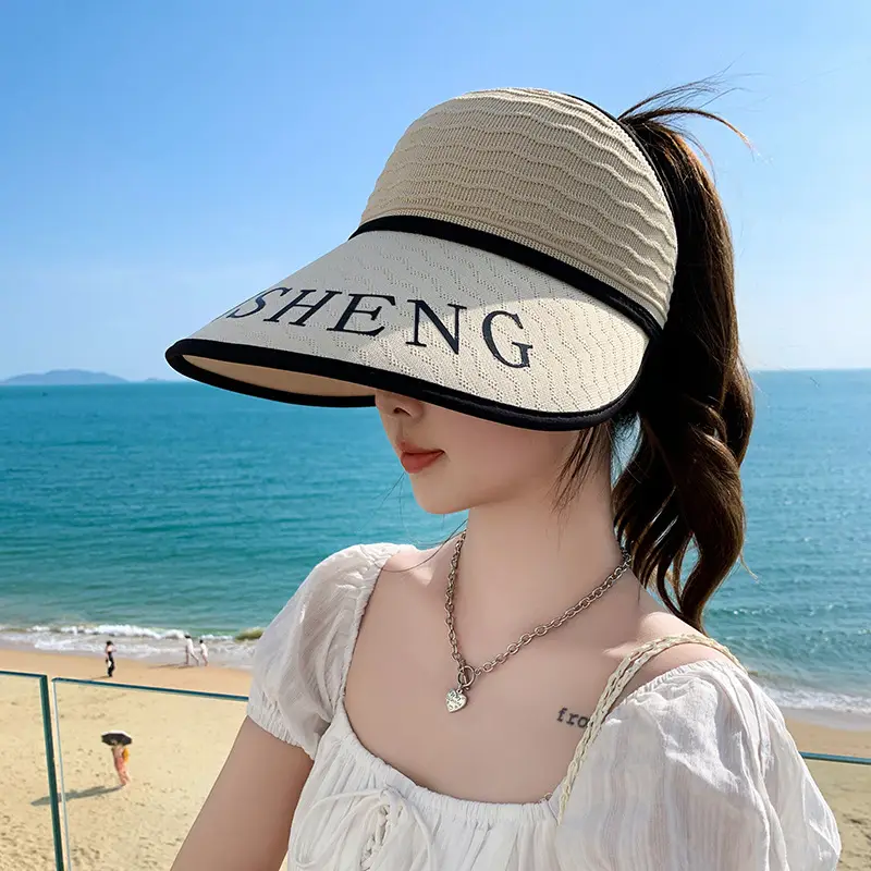 Women Korean Style UV-Proof Sun Hat with "FENG" Print - Image 2