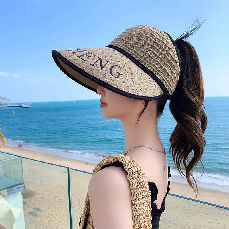Women Korean Style UV-Proof Sun Hat with "FENG" Print - Image 3