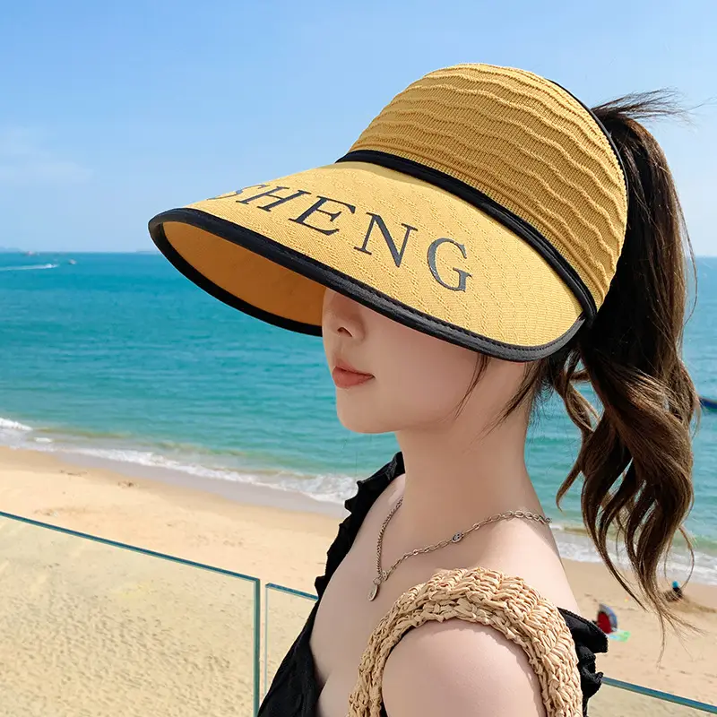 Women Korean Style UV-Proof Sun Hat with "FENG" Print - Image 5