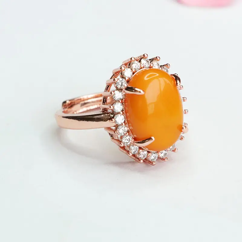 Guan Yu Natural Amber Ring Full of Honey Wax for Women - Image 3