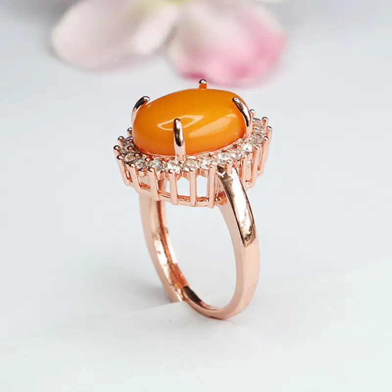 Guan Yu Natural Amber Ring Full of Honey Wax for Women - Image 5