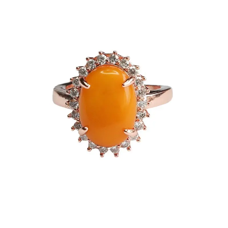 Guan Yu Natural Amber Ring Full of Honey Wax for Women - Image 6
