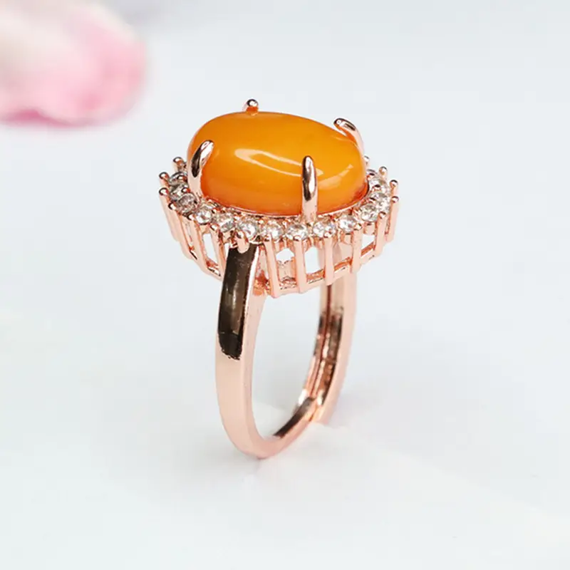 Guan Yu Natural Amber Ring Full of Honey Wax for Women — feature 8