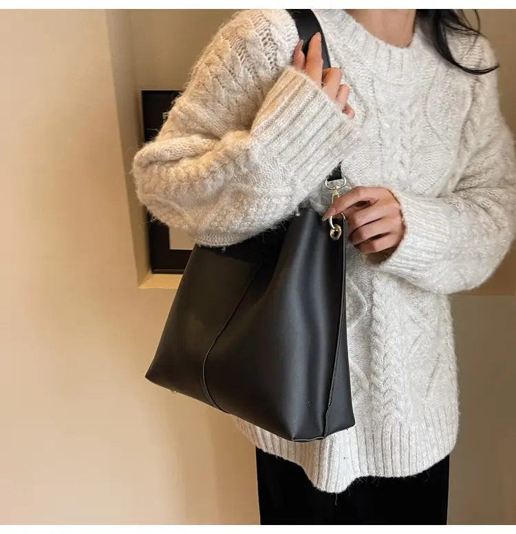 Women's Large Capacity Bucket Bag with Wide Strap — feature 43
