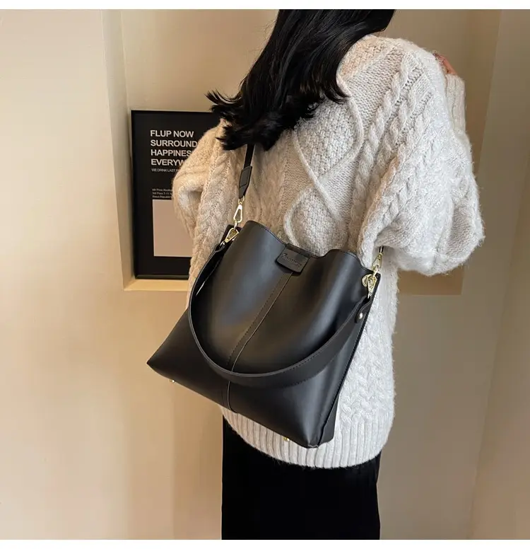 Women's Large Capacity Bucket Bag with Wide Strap — feature 48