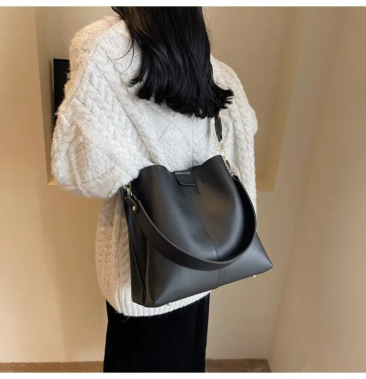 Women's Large Capacity Bucket Bag with Wide Strap — feature 50