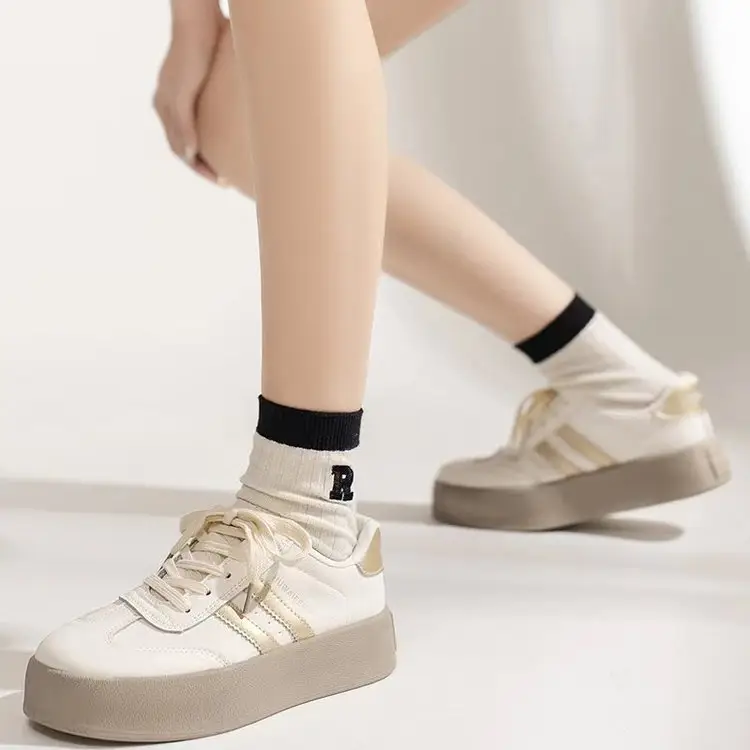 Leather single-layer shoes women's shoes popular 2024 spring new board shoes casual sneaker all-match thick-soled small white German training shoes — feature 6