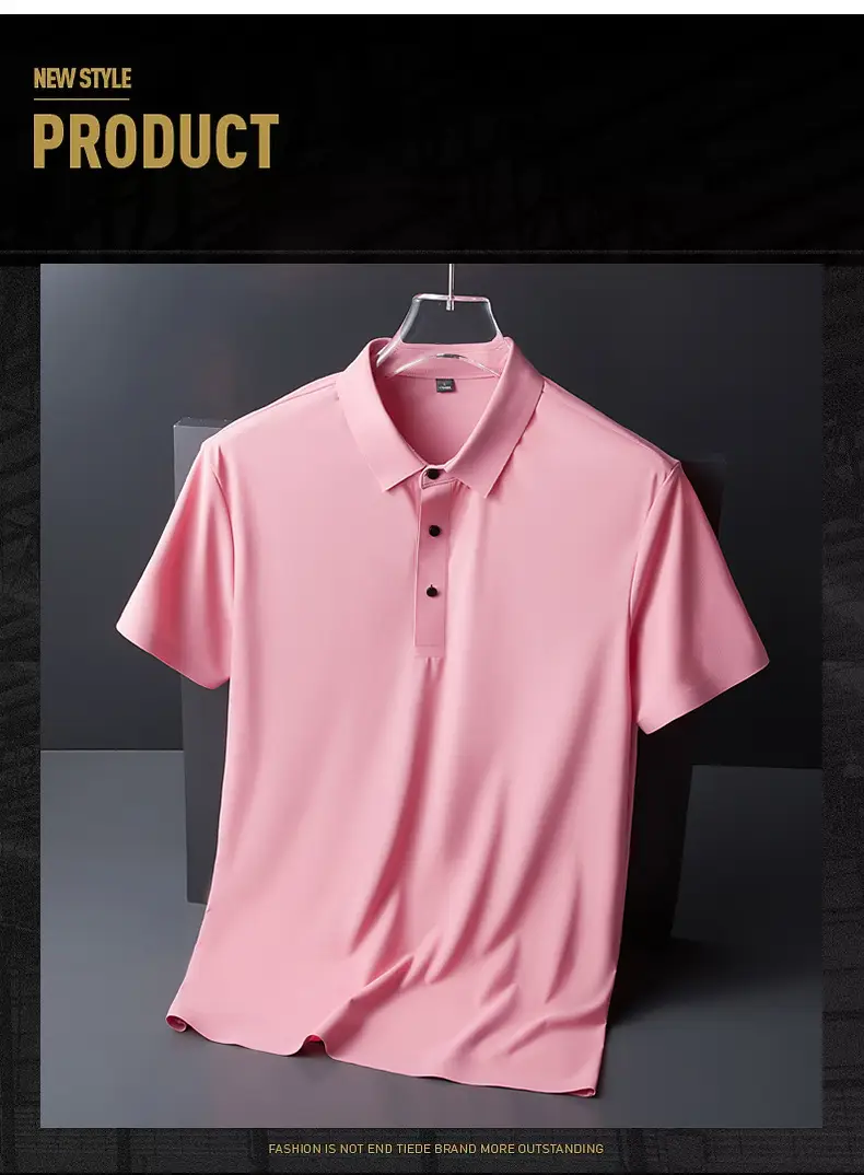 Men Blue Ice Silk Polo T-Shirt Short Sleeve — feature 13