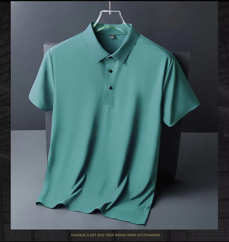 Men Blue Ice Silk Polo T-Shirt Short Sleeve — feature 16