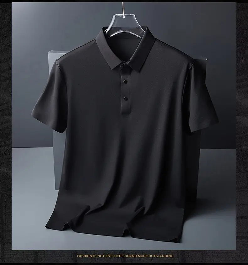 Men Blue Ice Silk Polo T-Shirt Short Sleeve — feature 17