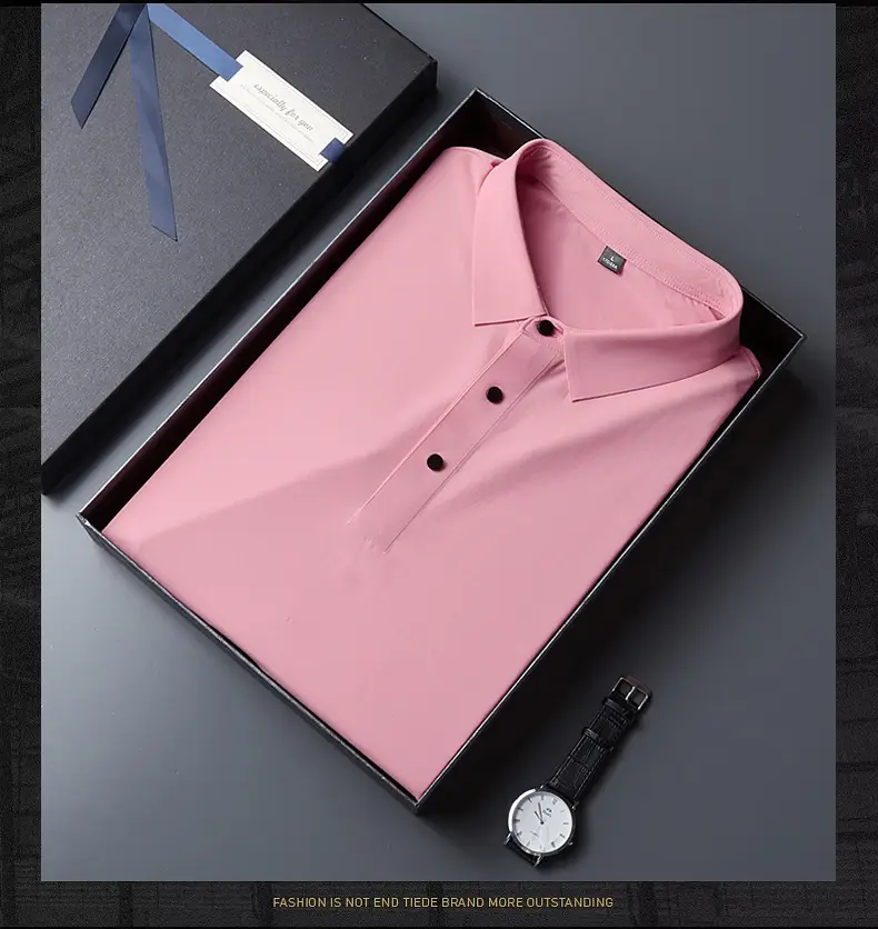 Men Blue Ice Silk Polo T-Shirt Short Sleeve — feature 21