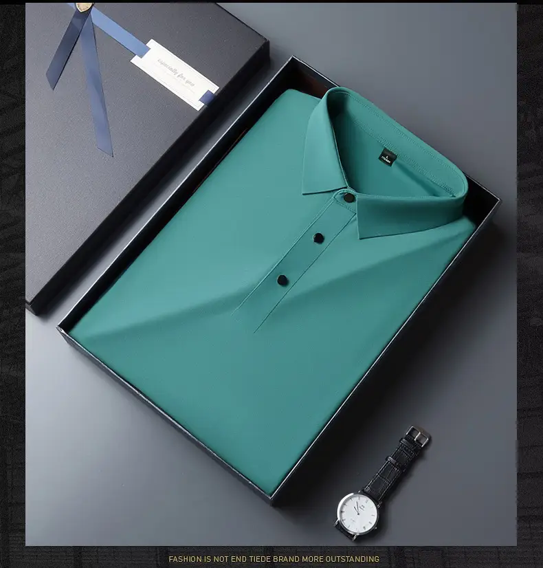 Men Blue Ice Silk Polo T-Shirt Short Sleeve — feature 24