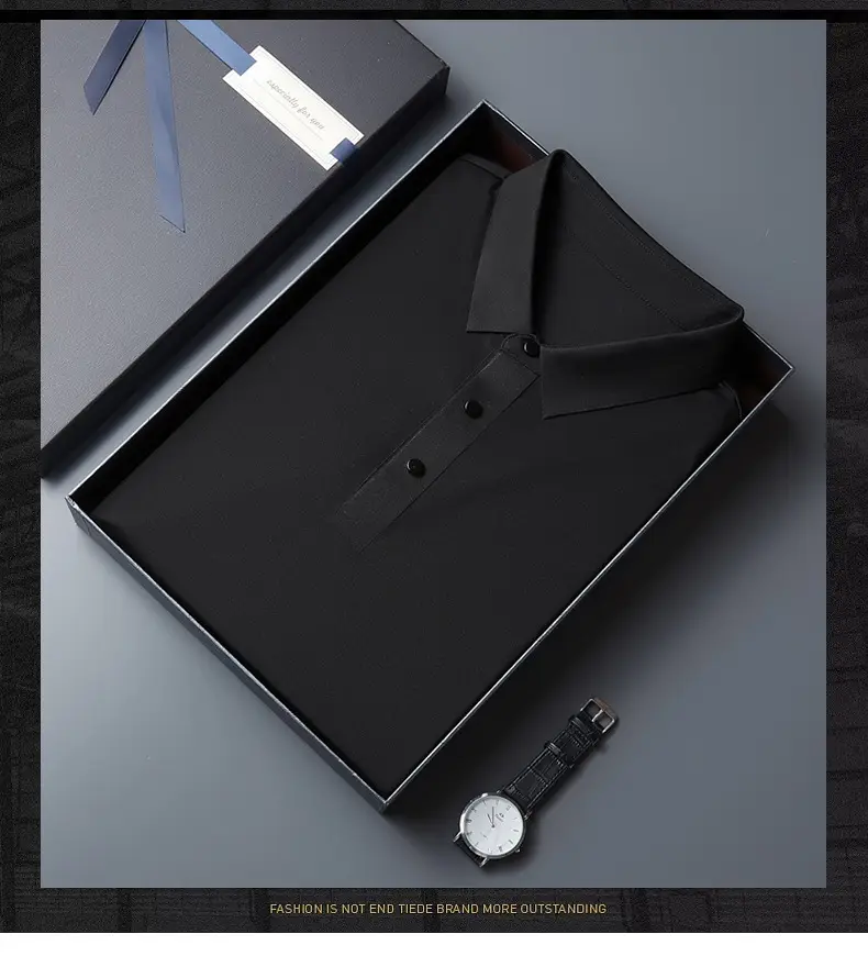 Men Blue Ice Silk Polo T-Shirt Short Sleeve — feature 25