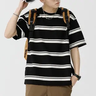 Qi Haipeng Striped T-Shirt Brown Striped Couple Wear Summer — feature 7