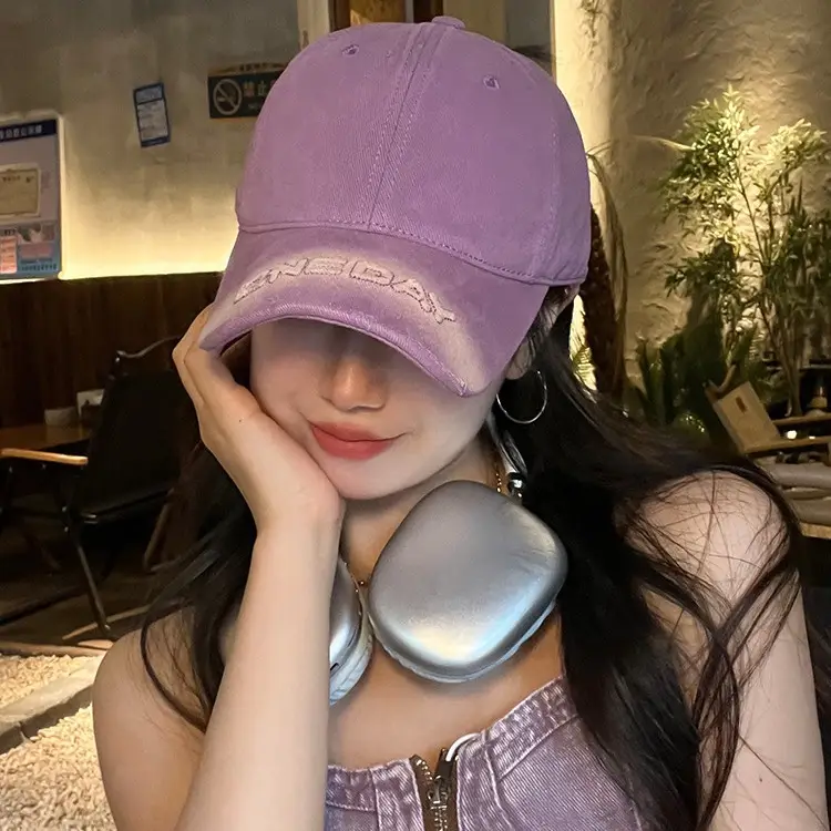 Purple Letter Embroidered Women's Curved Brim Baseball Hat - Image 10
