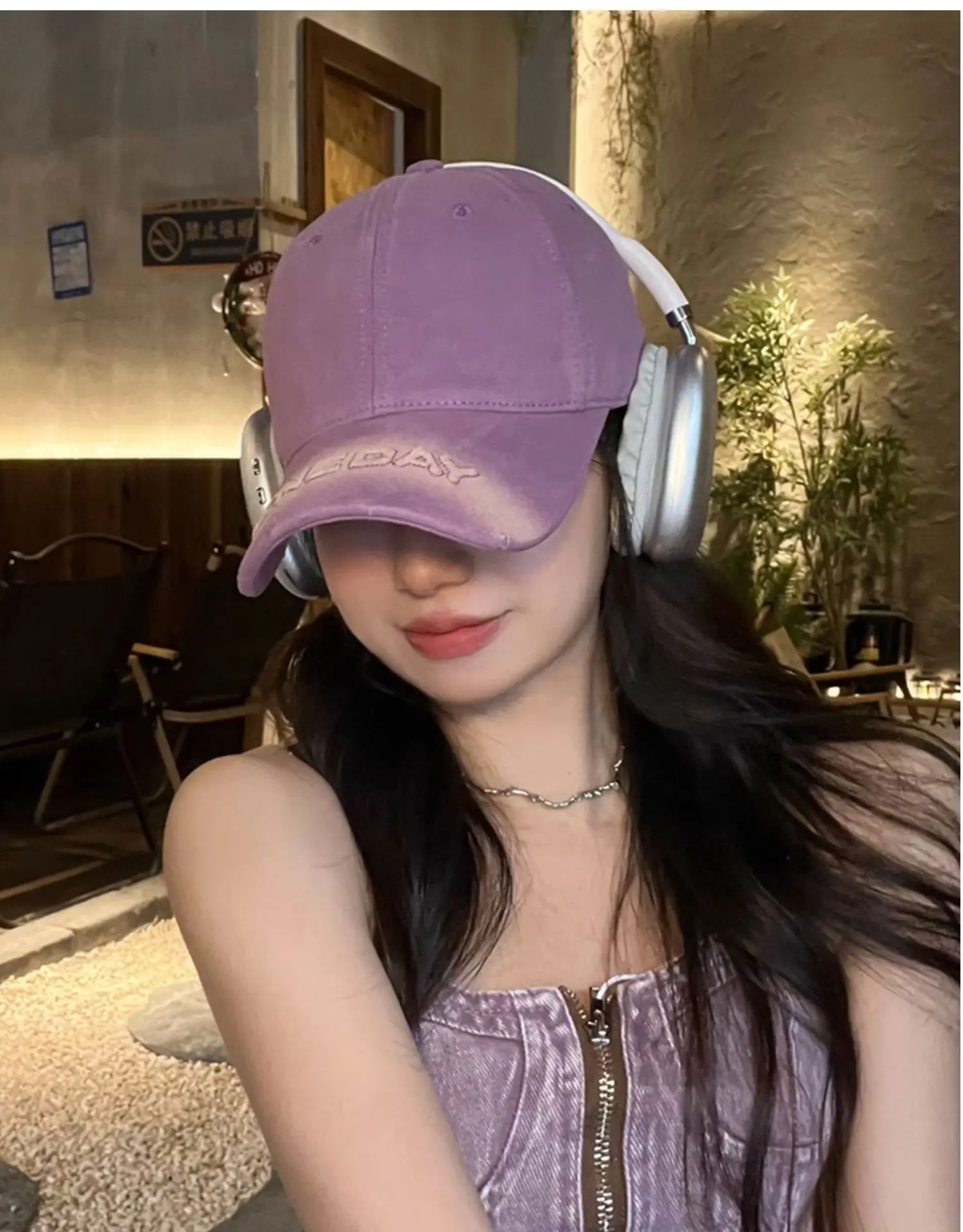 Purple Letter Embroidered Women's Curved Brim Baseball Hat — feature 11