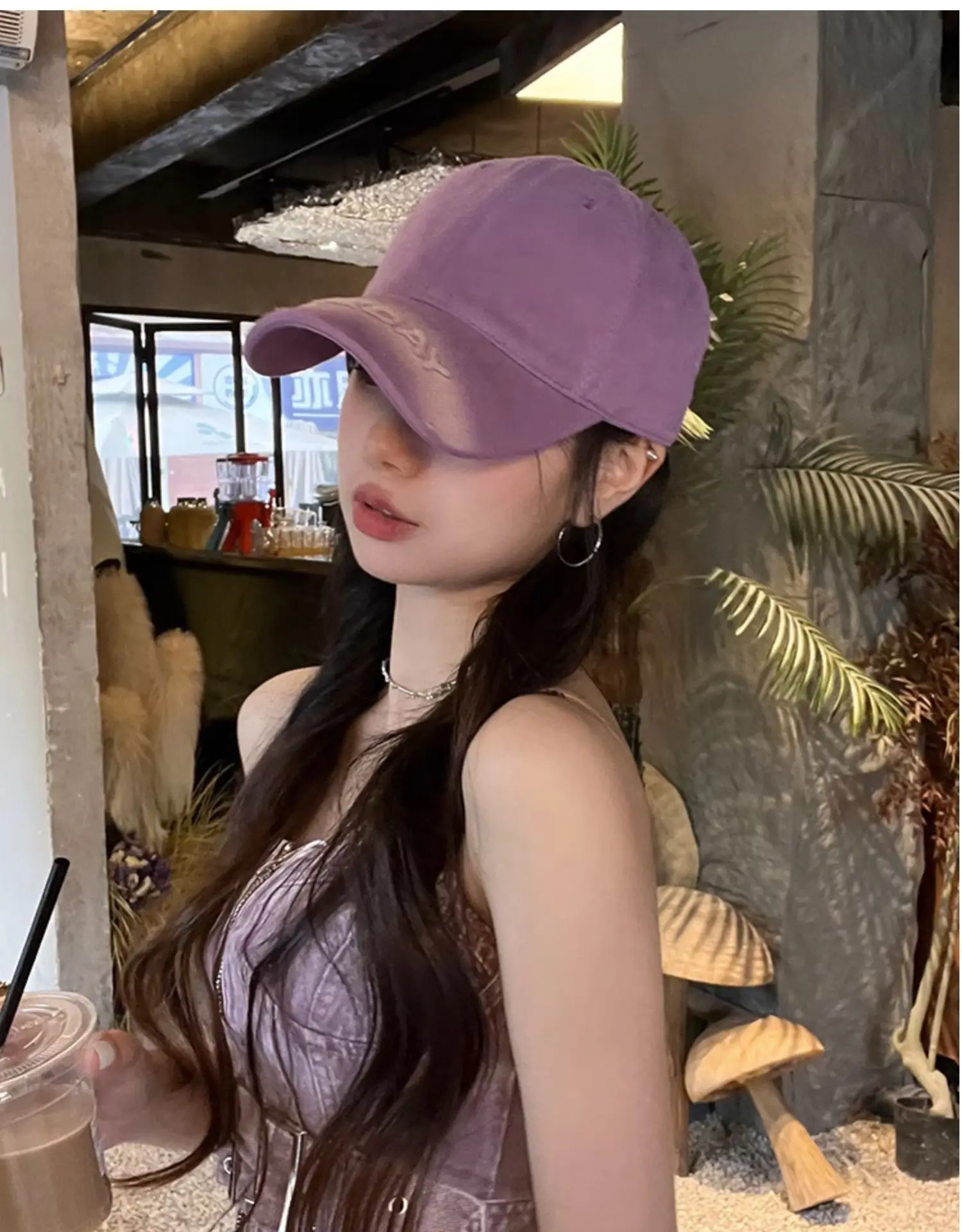 Purple Letter Embroidered Women's Curved Brim Baseball Hat — feature 7