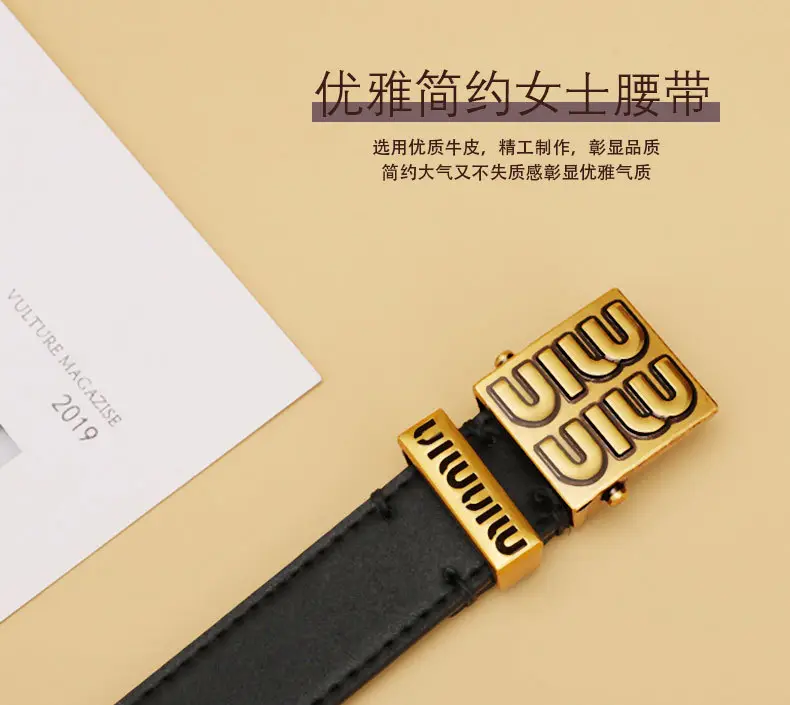 Women Leather Belt Black 28cm Adjustable — feature 2