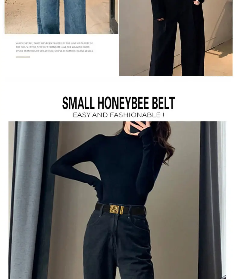 Women Leather Belt Black 28cm Adjustable — feature 5