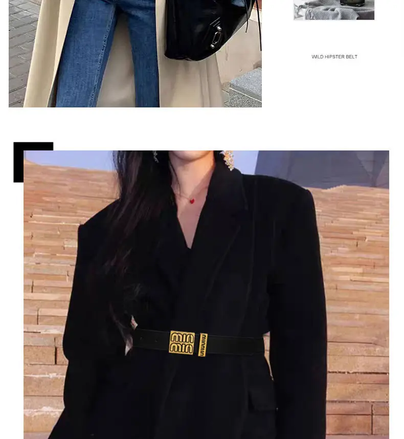 Women Leather Belt Black 28cm Adjustable — feature 8