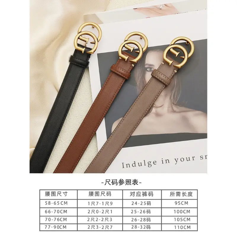 Women's Leather Belt Black Brown Gold Logo - Image 10