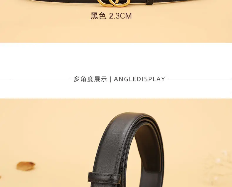Women's Leather Belt Black Brown Gold Logo — feature 15