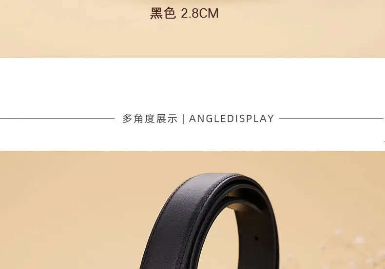 Yangshulin Women's Black Leather Belt with Gold Buckle — feature 15