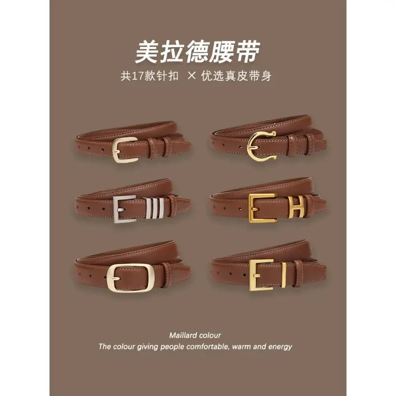 Melard Leather Belt with Gold Pin Buckle for Suits - Image 19