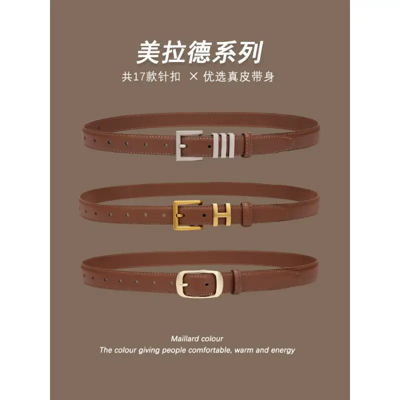 Melard Leather Belt with Gold Pin Buckle for Suits - Image 20
