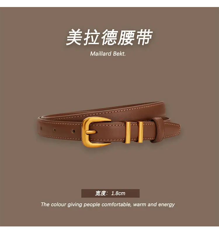 Melard Leather Belt with Gold Pin Buckle for Suits — feature 13