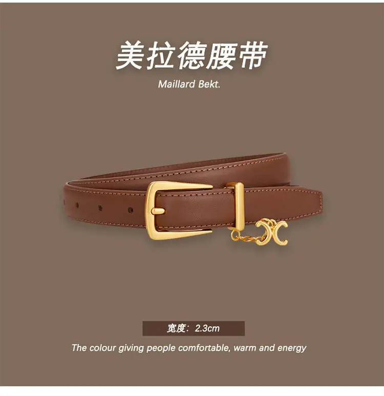 Melard Leather Belt with Gold Pin Buckle for Suits — feature 15