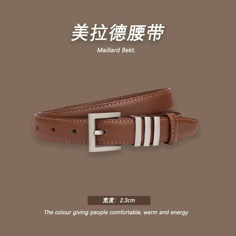 Melard Leather Belt with Gold Pin Buckle for Suits - Image 11