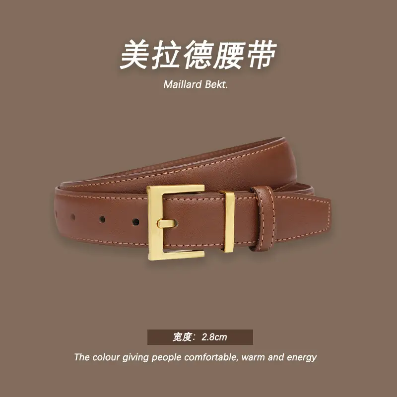 Melard Leather Belt with Gold Pin Buckle for Suits - Image 13