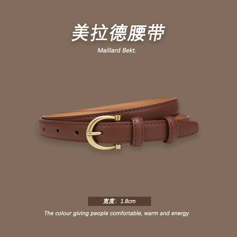 Melard Leather Belt with Gold Pin Buckle for Suits - Image 2