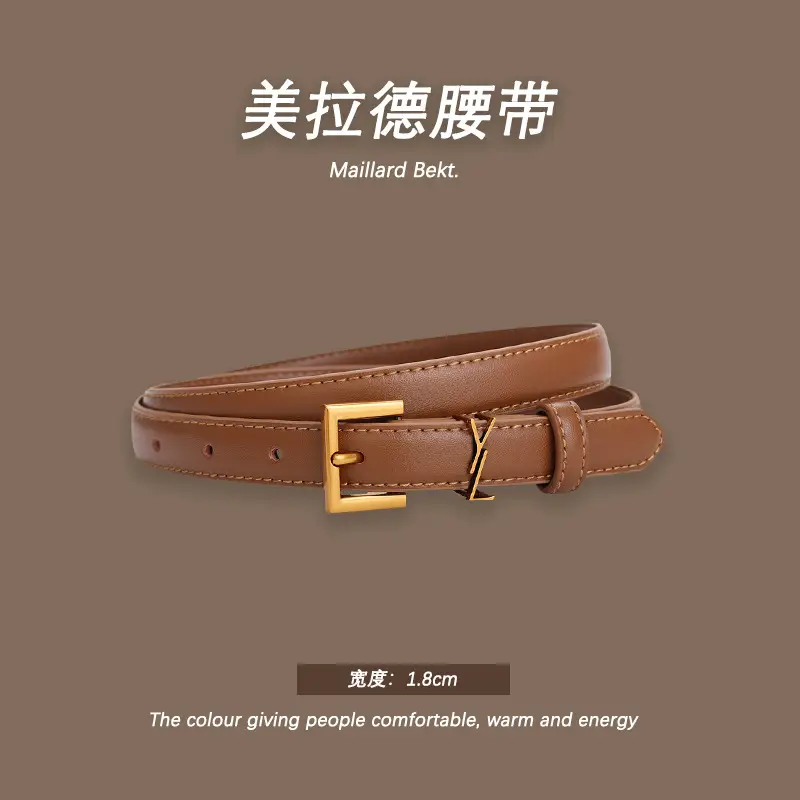 Melard Leather Belt with Gold Pin Buckle for Suits - Image 3