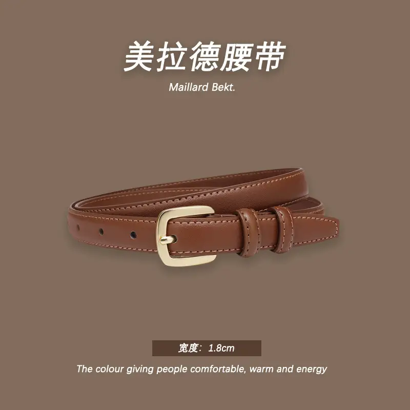Melard Leather Belt with Gold Pin Buckle for Suits - Image 4