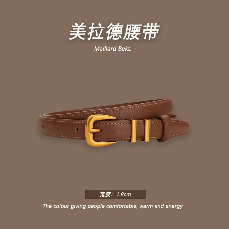 Melard Leather Belt with Gold Pin Buckle for Suits - Image 5