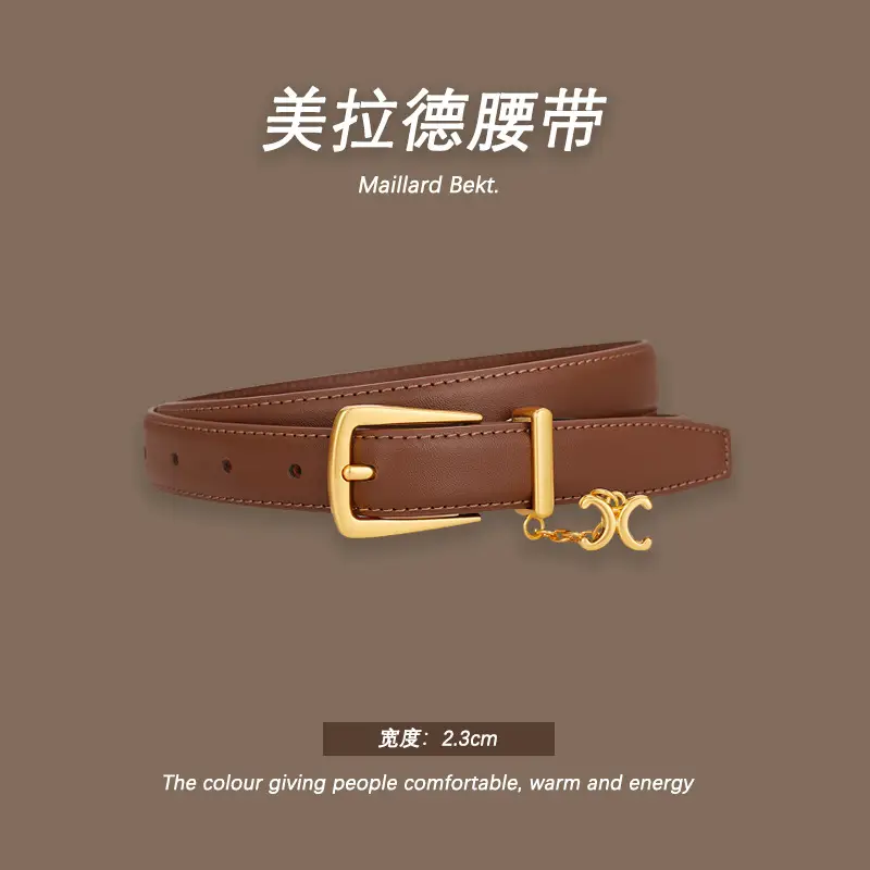 Melard Leather Belt with Gold Pin Buckle for Suits - Image 7