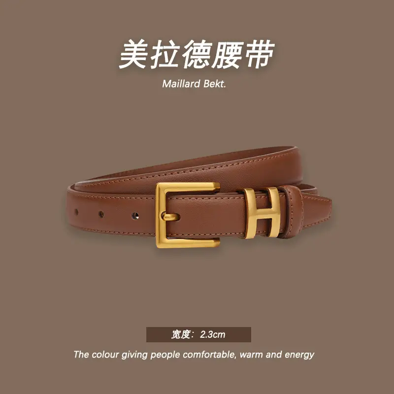 Melard Leather Belt with Gold Pin Buckle for Suits - Image 8