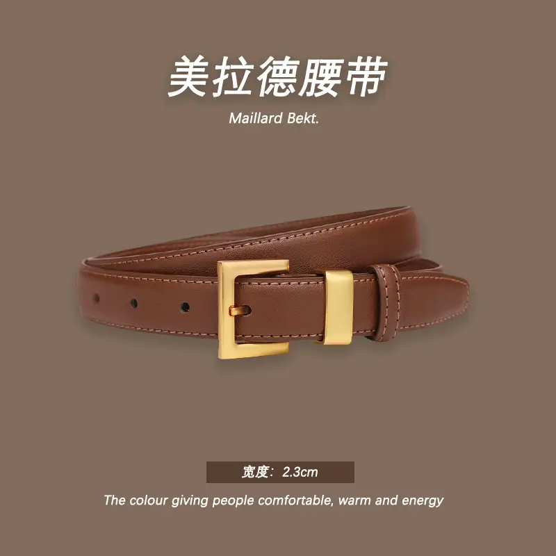 Melard Leather Belt with Gold Pin Buckle for Suits - Image 9